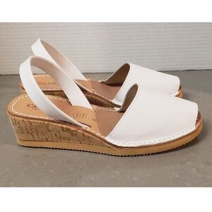 NEW Calaxini Cork Wedge Sandal Slingback Peep Toe
In White size 38 EU